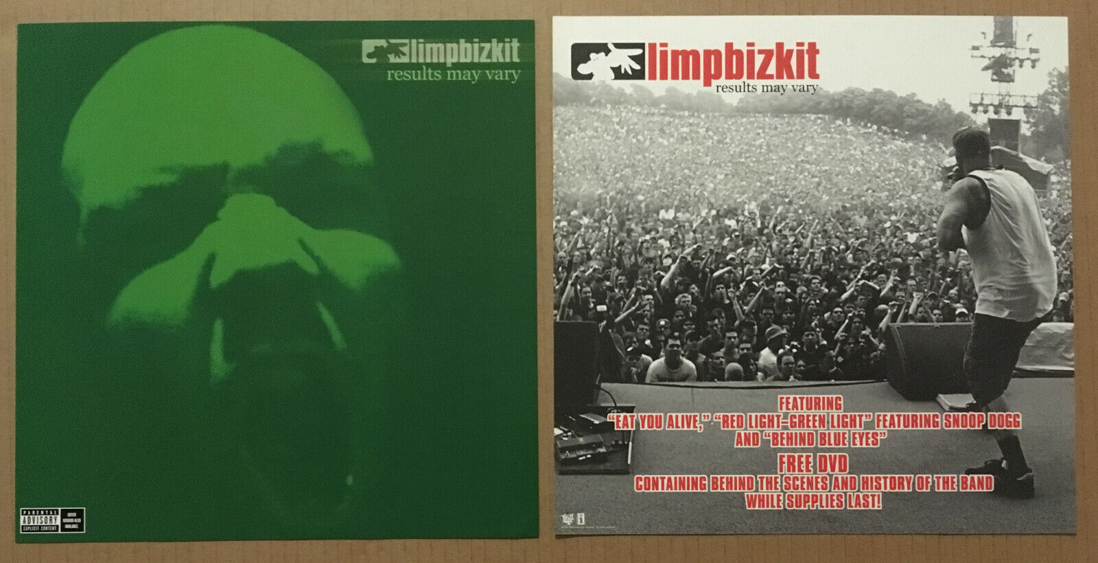 Limp Bizkit Rare 2003 Double Sided Promo Poster Flat For Results Cd 12x12 Usa