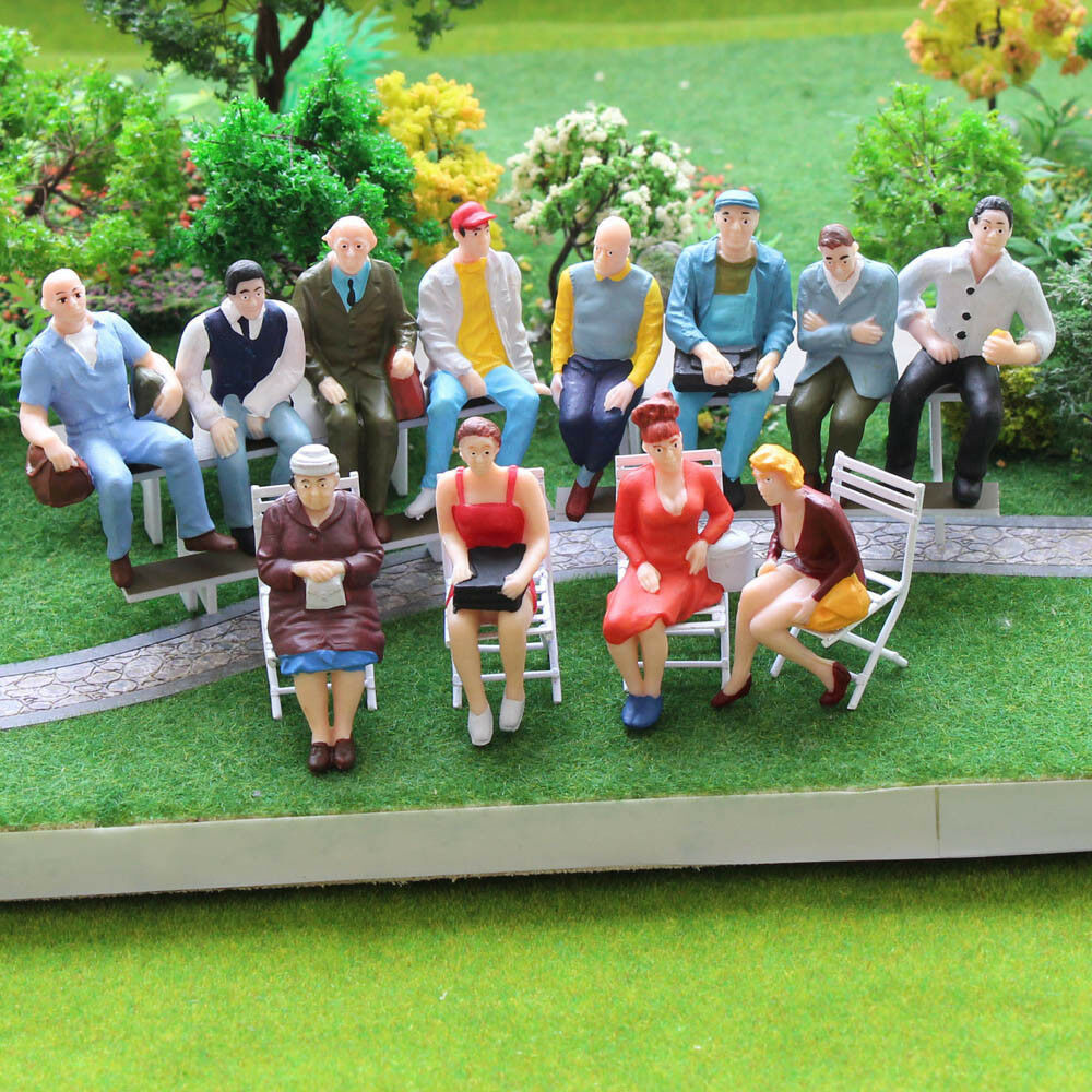 12pcs Model Trains G Scale 1:25 Sitting Figure Seated People 12 Different Poses