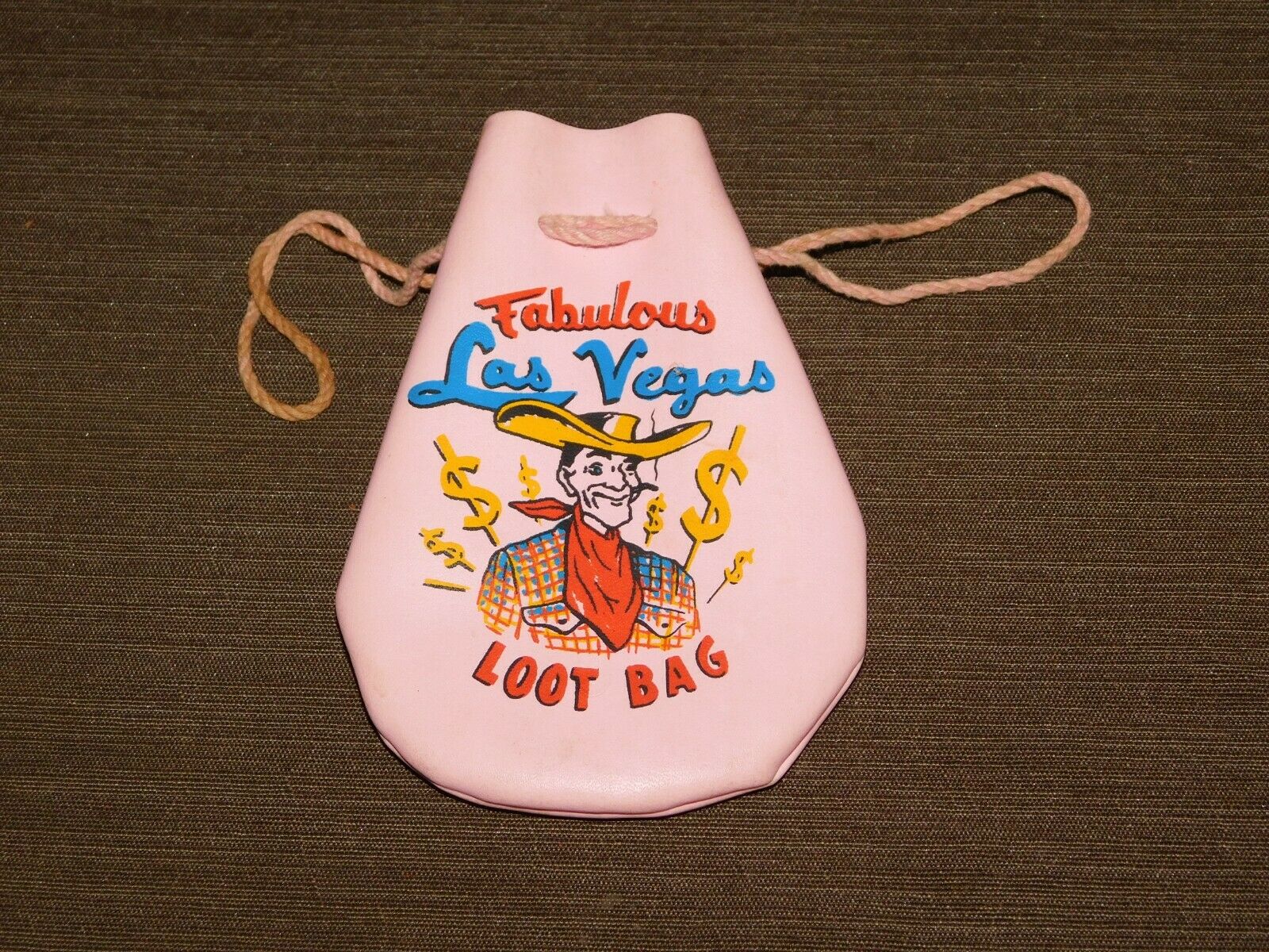Vintage 5 1/2" High Souvenir Fabulous Las Vegas Pink Loot Bag