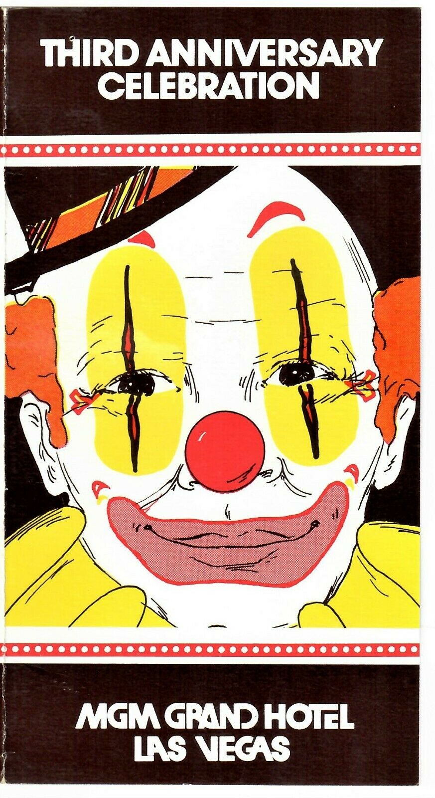 1976 Mgm Grand 3rd Anniversary Las Vegas Nv Hotel Casino Schedule Brochure Clown
