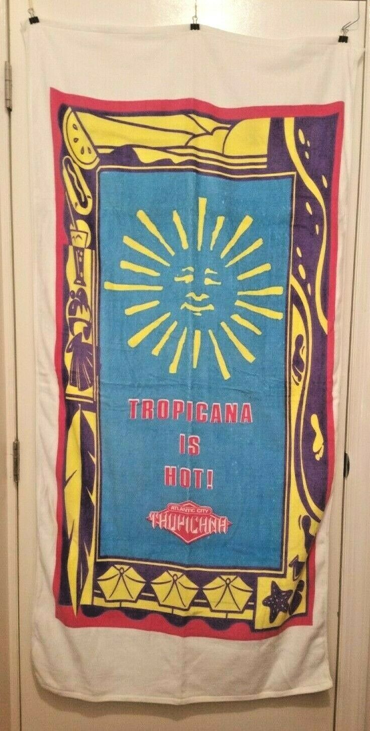 Vintage Tropicana Casino Atlantic City Beach Towel  "tropicana Is Hot!"  New