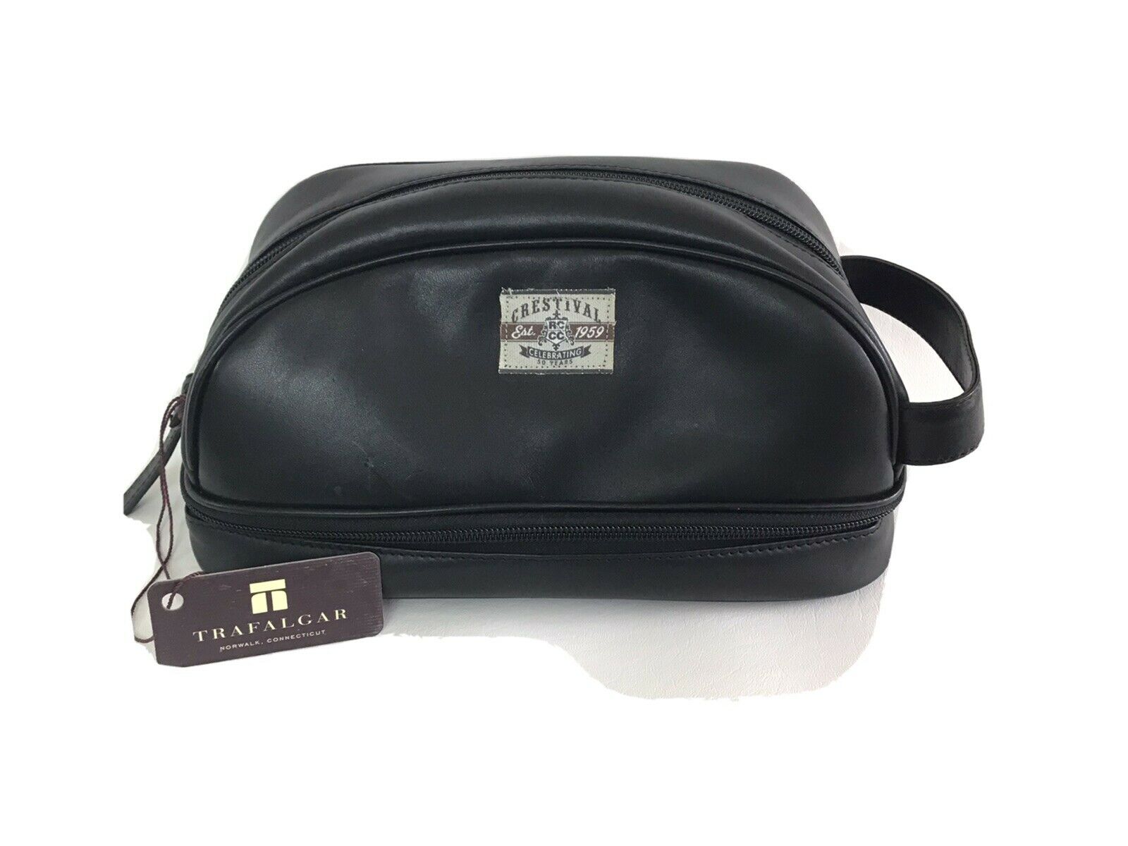 Trafalgar Black Leather Cortina Toiletry Case - New - Travel Kit $95 Retail