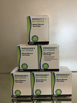 Prodigy No Coding Diabetic Blood Glucose 300 Test Strips (6 Boxes) Exp 10/2022