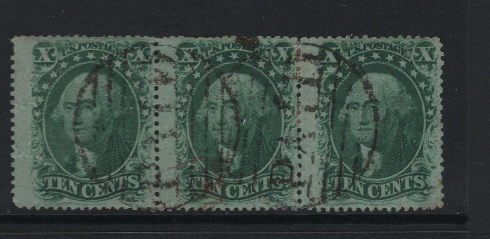 Usa #35 Very Fine Used Strip Of Three With Ideal Paid Cancels