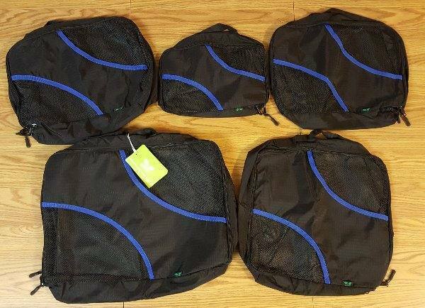 F40c4tmp Black Mesh & Nylon Travel Zipper Bag Set Of 5 New Nwt Mens Unisex