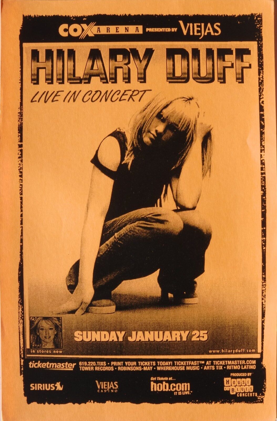 Hilary Duff 2004 "metamorphis Tour" San Diego Concert Poster - Pop Rock Music