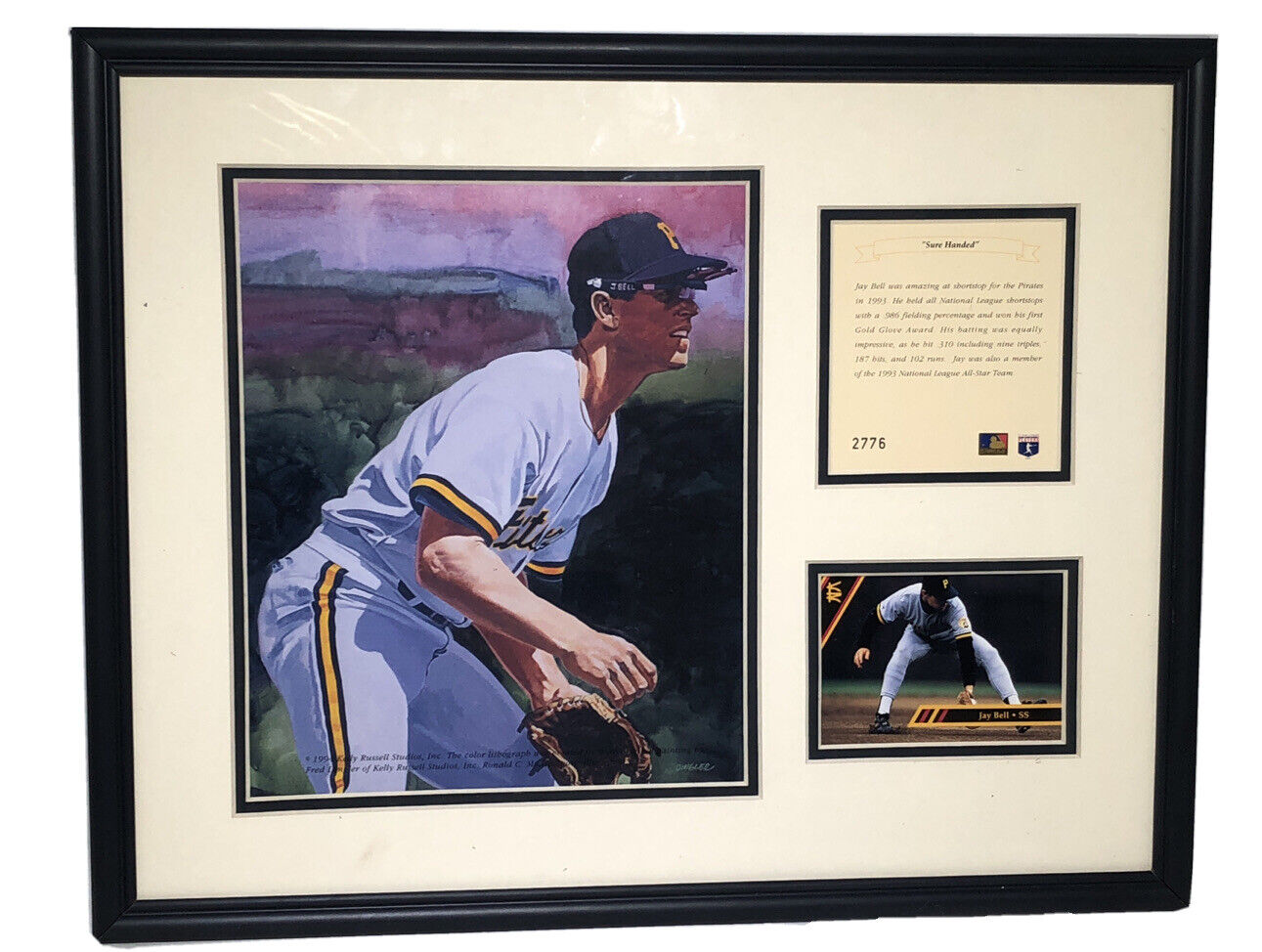 1994 Jay Bell Pittsburgh Pirates Kelly Russell Framed Lithograph Art Print #2776