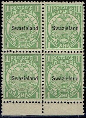 Swaziland 1889/1902 Transvaal Optd 1s Block Of 4 Very Fine Unhinged