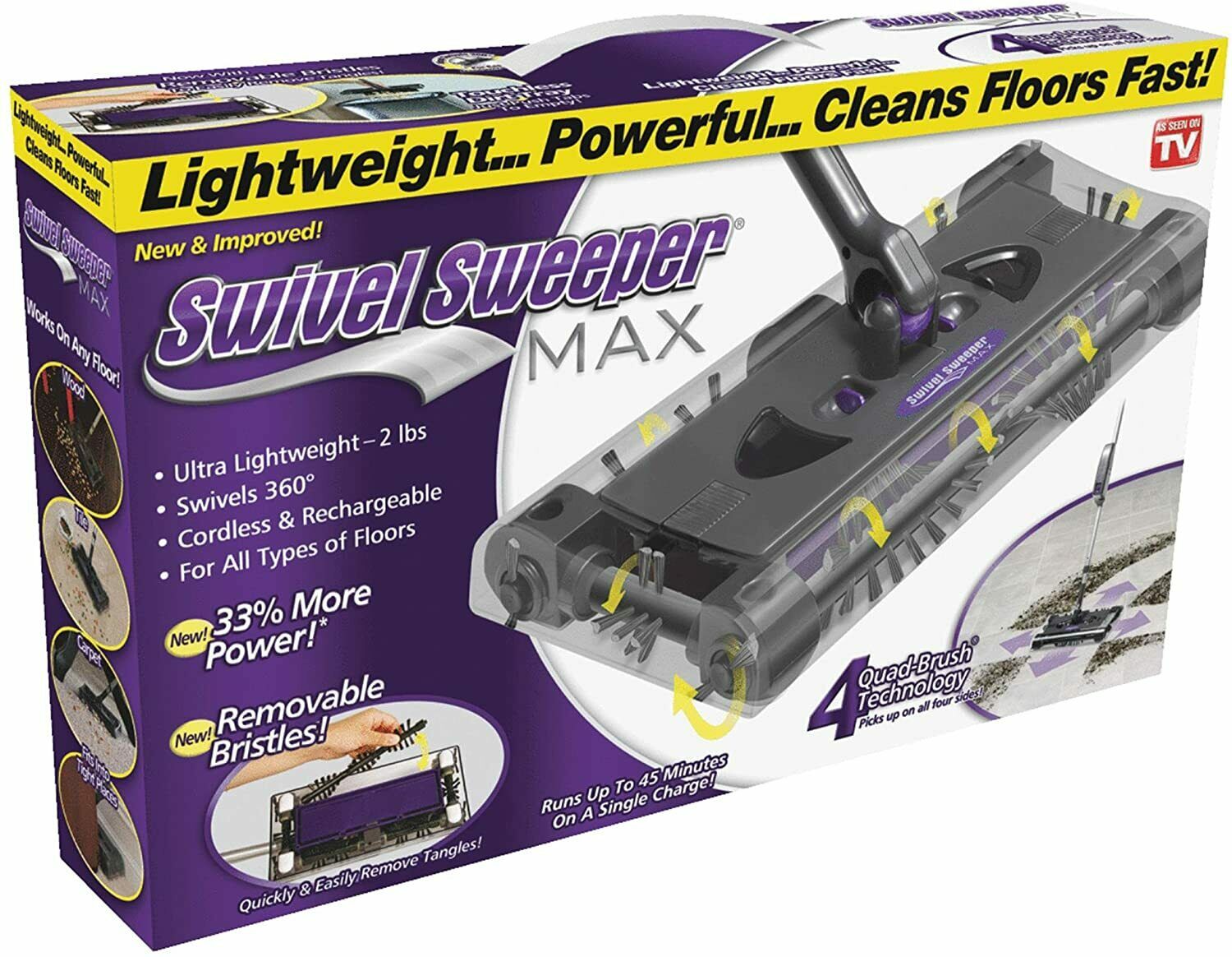 Swivel Sweeper Max Cordless Purple Color Original As Seen On Tv Ontel Product