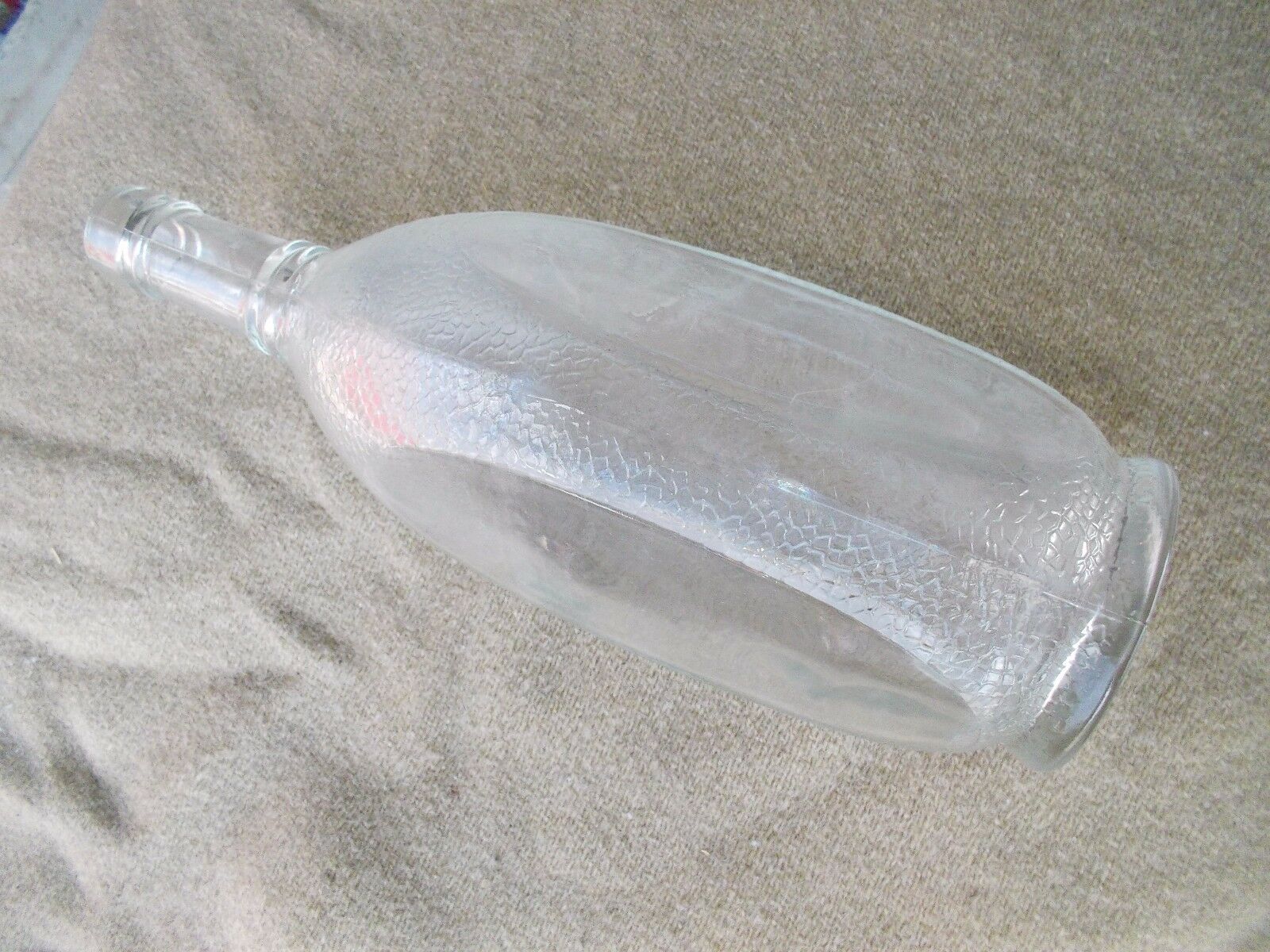 Bottle, 1284 - Glass - Good Condition Vintage Not Round Etched Pattern