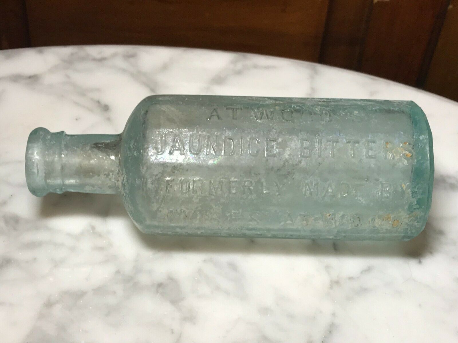 Formally Moses Atwood's Jaundice Bitters Bottle - 12-sided Georgetown Mass 6.5"