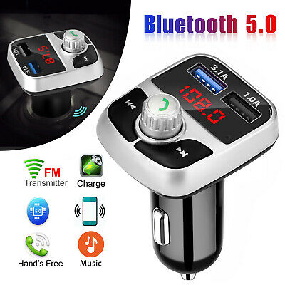 Wireless Bluetooth 5.0 Fm Transmitter Car Kit 3.1a Handsfree Mp3 Charger Adapter