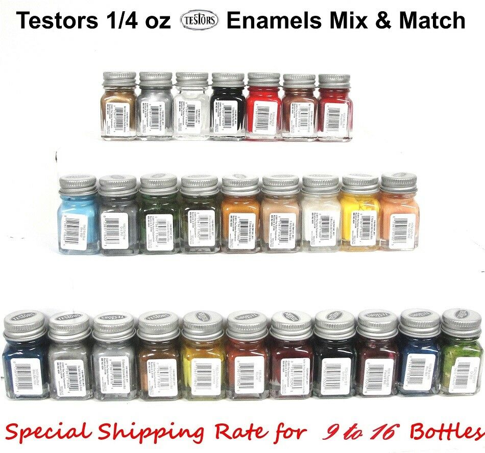 Testors Enamel 1/4 Oz Gloss, Flat & Metallic Paint Bottles Mix & Match