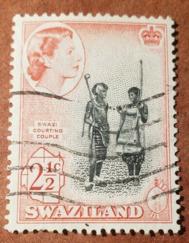 Gm41 Swaziland  Qe2 2 1/2c Swazi Courting Couple Used Stamp