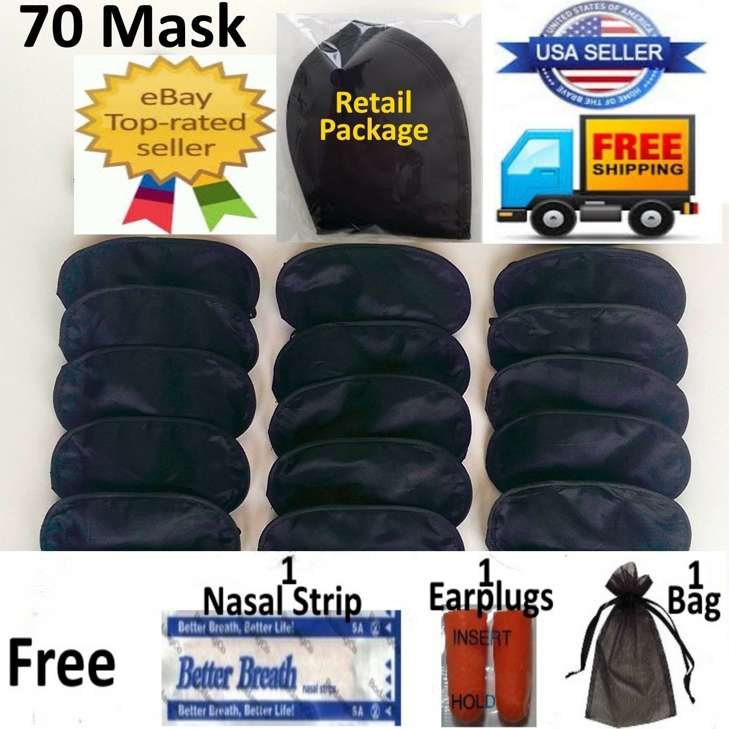 Travel Sleep Eye Mask 70 Lot Shade Cover Blindfold Rest Relax Aid Wholesale