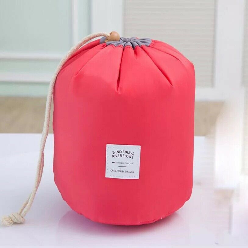 Travel Toiletry Bag Barrel Cosmetic Organizer Waterproof Travel Bag (rose Red)