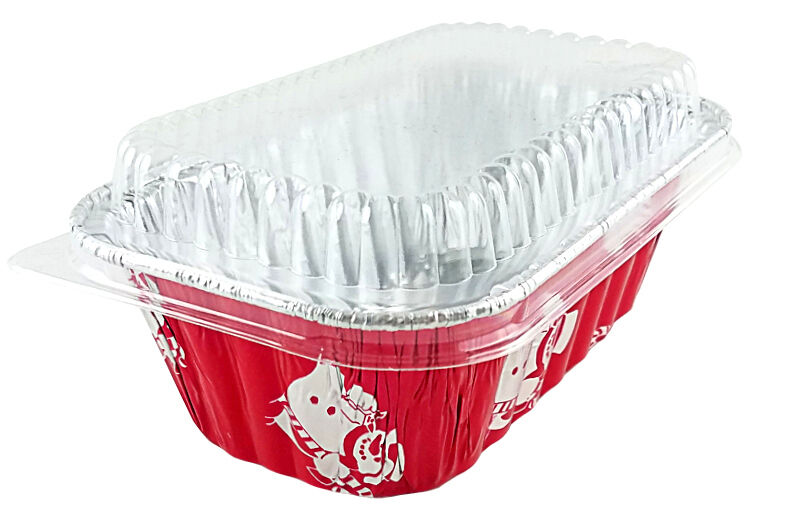 Handi-foil 1 Lb. Red Snowman Holiday Christmas Mini-loaf Pan W/clear Dome Lids