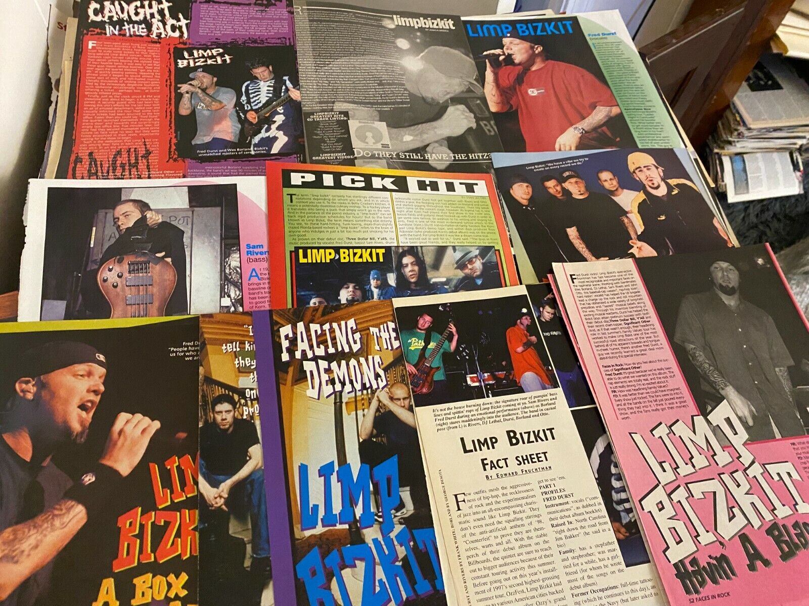 Limp Bizkit, Lot Of Ten Full And Two Page Vintage Clippings