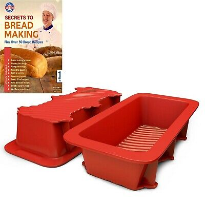 Silicone Bread And Loaf Pan, Set Of 2 Red, Nonstick, Commercial Grade
