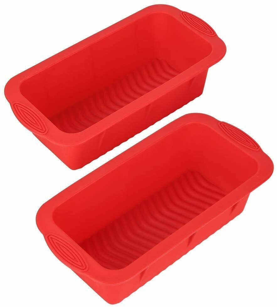 Set Of 2 Silicone Rectangle Bread Mold And Loaf Pan Nonstick Diy Home Made Cake