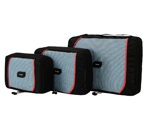 Travela | Ecubes - Set Of 3 Brand New Black / Red Packing Cubes - Free Shipping!
