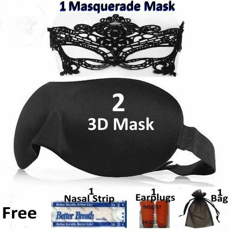 2 Pack Travel 3d Eye Mask Sleep Soft Padded Shade Cover Rest Relax Blindfold