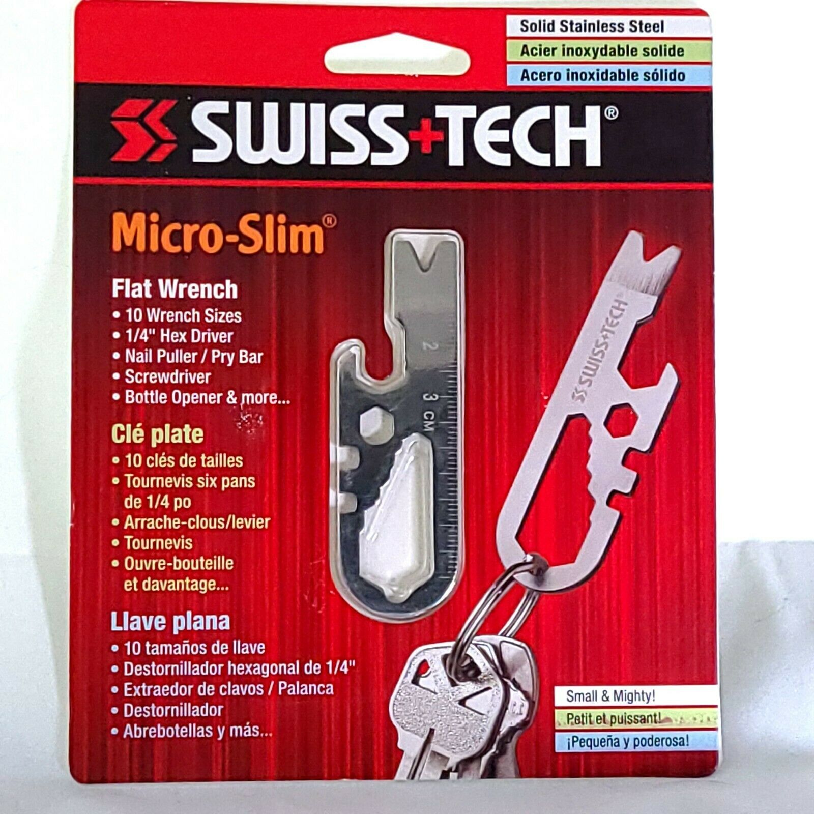 Swisstech Micro-slim Flat Wrench Hex Driver Nail Puller Bottle Opener Screwdrive