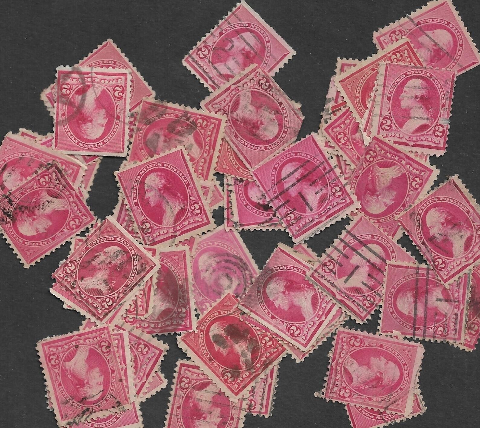 Postage Stamps For Crafting: 1890s 2c George Washington; Red; 50 Pieces