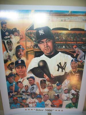 Derek Jeter New York Yankees & The 3,000 Hit Club Lithograph By Robert Simon