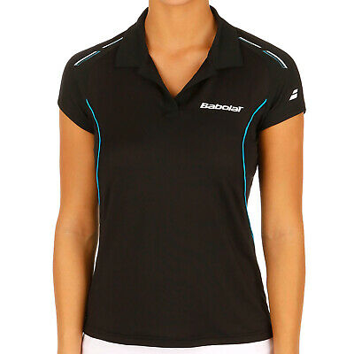 Babolat Womens Tennis Match Core Short Sleeve Polo Shirt Top - Black - Xs