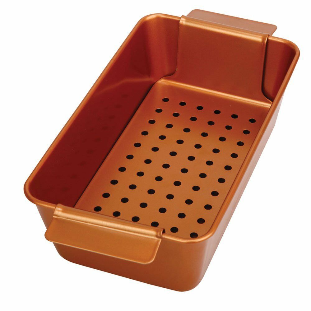 Meatloaf Pan Non-stick Copper Coating With Insert Removable Tray Drains Grease