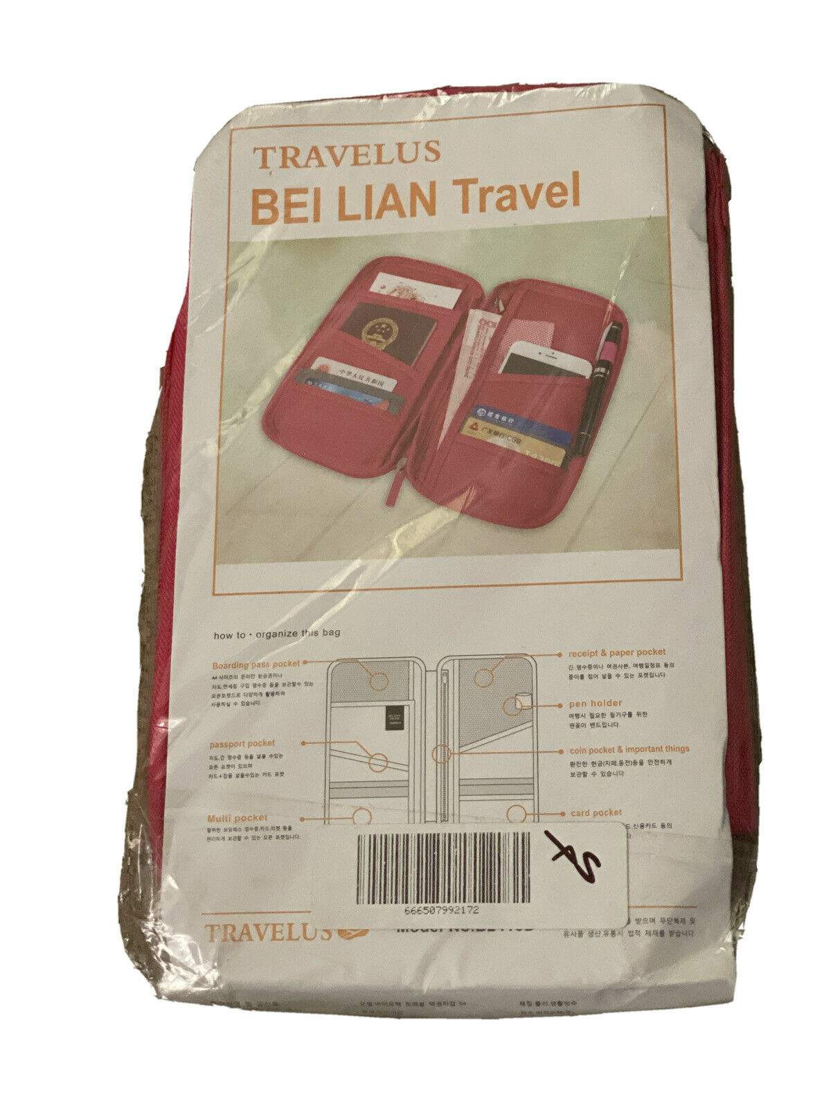 Travelus Bei Lian Travel Wallet Pink