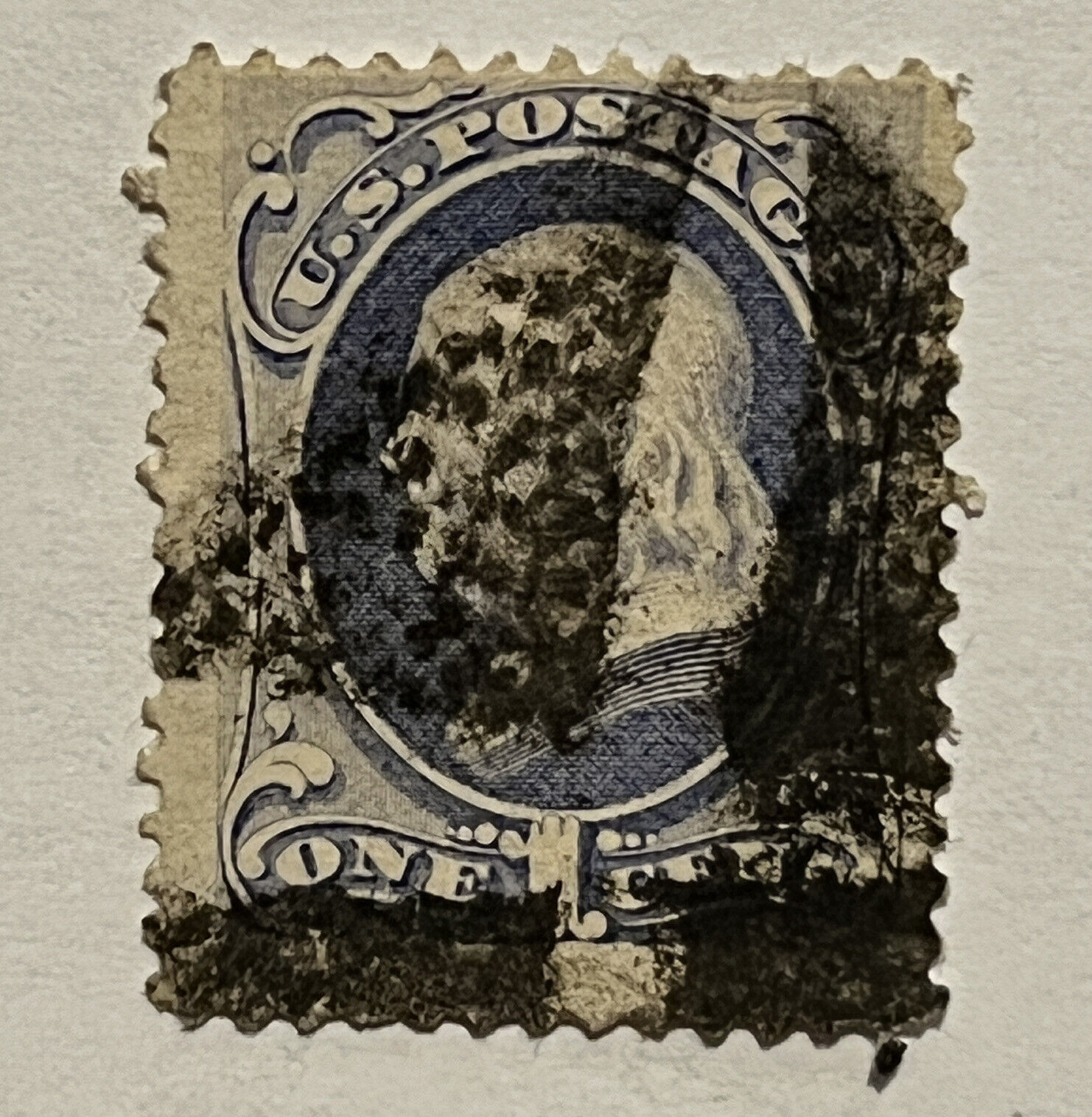 Early Us 1c Franklin Stamp With Spongy Quarter Triangles Son Sotn Fancy Cancel