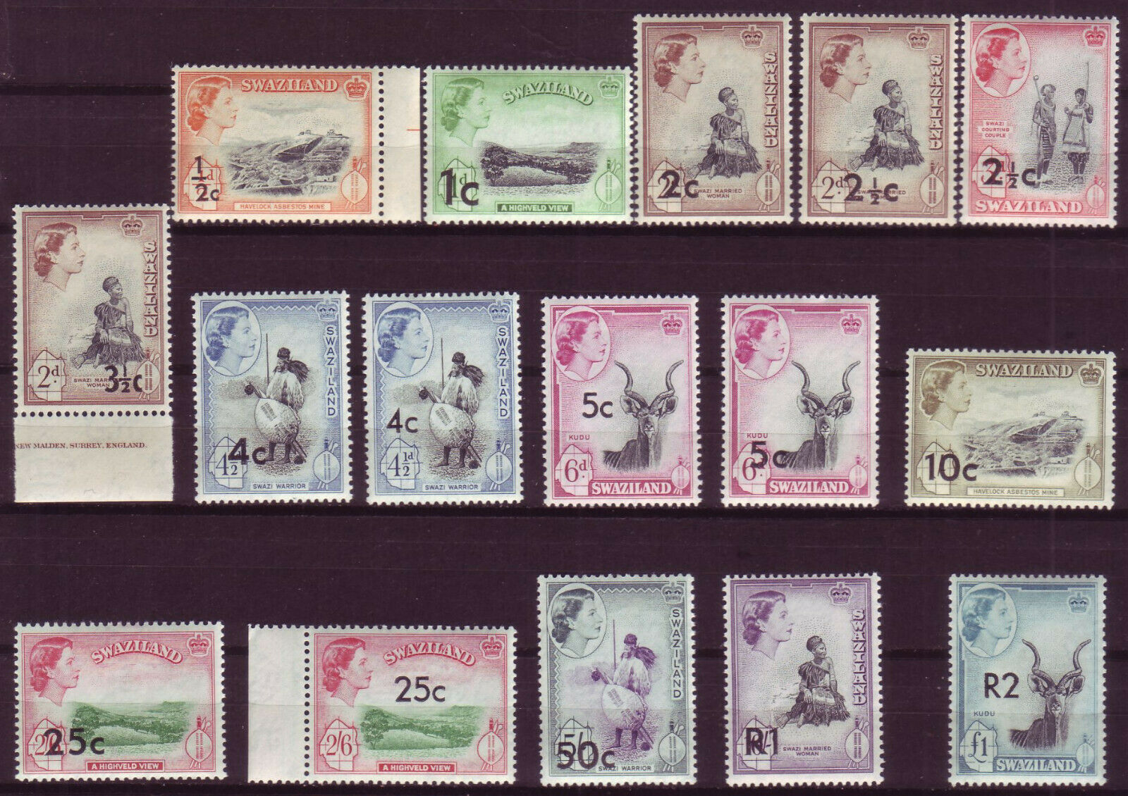 Swaziland 1961;new Value; Complete Set Of 13 + 3 Varieties; Sc # 67-79; Mnh